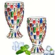 Colorful Bubbly Wine Glasses Set Of 2/6, Stem Champagne Glasses, Roostertail Glasses, Wine Glasses, Iced Tea Mugs, Heavy Duty Glasses