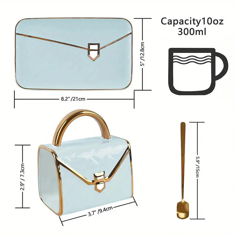 Ceramic gifts creative bag shape Mark Cup and plate