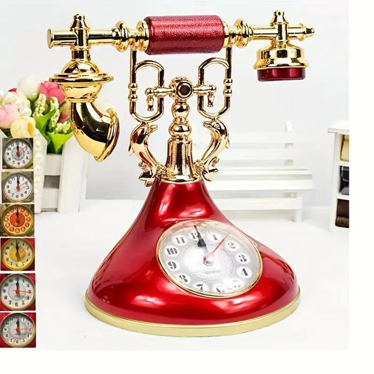 Vintage Telephone-Inspired Alarm Clock - Elegant Desk Decor