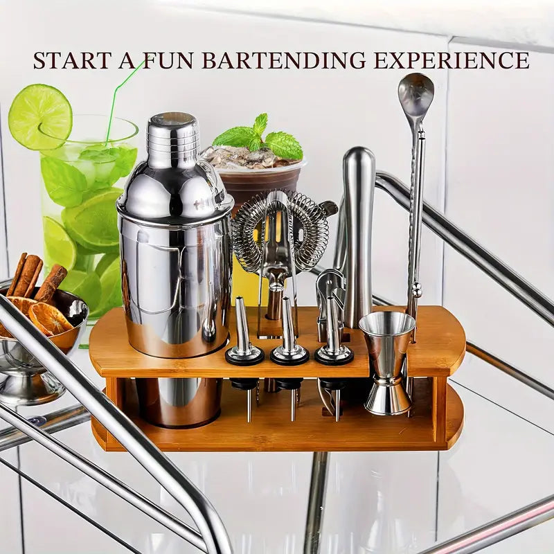 Cocktail Shaker Set Bartender Kit with Stand