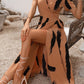 LUNE Brush Print Belted Wrap Dress