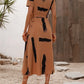 LUNE Brush Print Belted Wrap Dress