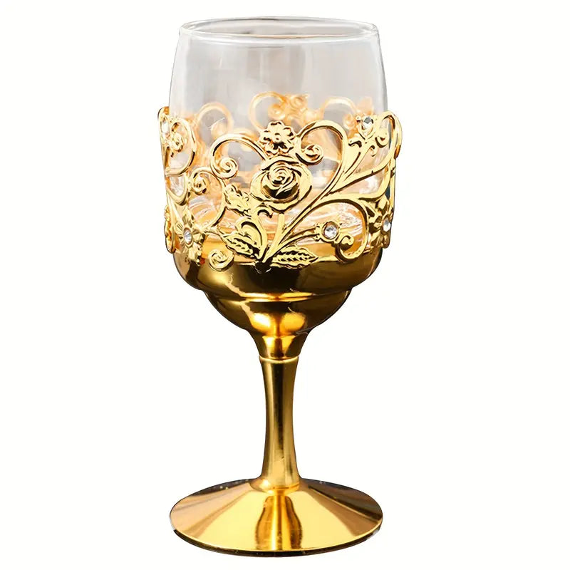 Elegant Golden Goblet Wine Glass - Vintage European Style