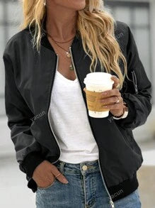 Women's Fashion Baseball Collar Zip-Up Jacket