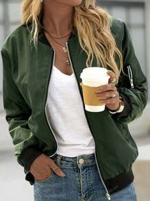 Women's Fashion Baseball Collar Zip-Up Jacket