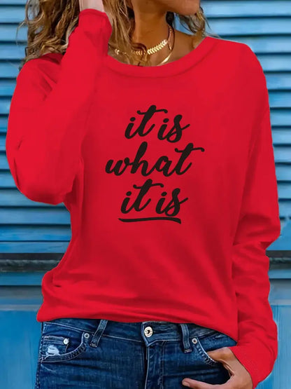 🔥"It Is What It Is"🔥 Women's Casual Monogram Print Long Sleeve T-Shirt
