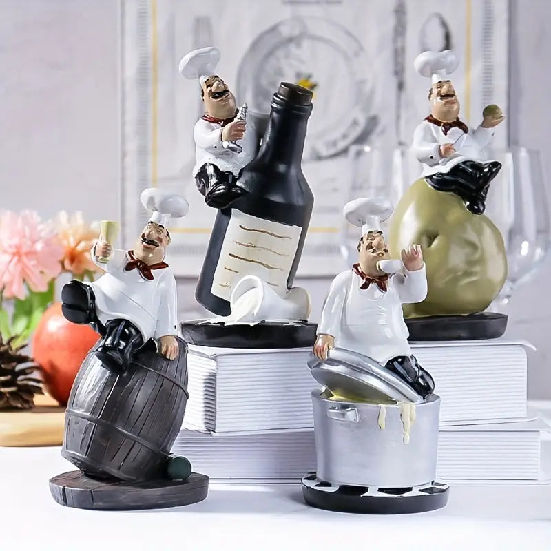 1pc Whimsical Chef Statue - Decorative Kitchen Ornaments