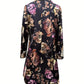 Elegant Floral Print Long Sleeve Blazer for Women - Black with Golden Accents