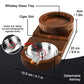 Vintage Wooden Cigar Ashtray with Whiskey Glass Tray - Detachable