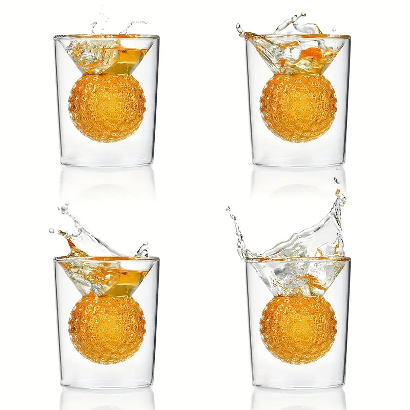 Set of 4 Double-Walled Golf Ball Shot Glasses