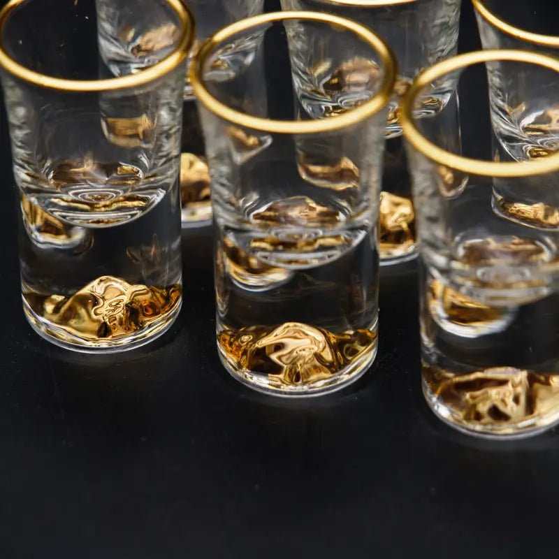 6pcs 15ml/2oz Golden Accent Mini Shot Glasses