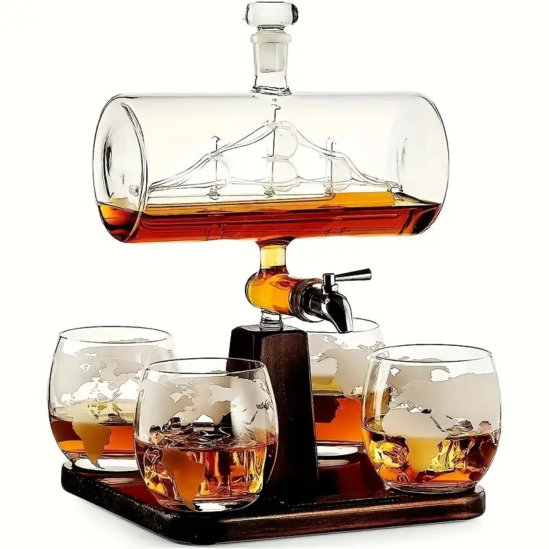 A set of wine accessories, including 1 decanter