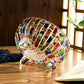Elegant Stained Glass Candy Jar with Lid - Colorful Faceted Design