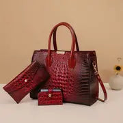 3Pcs/ Set Crocodile Print Tote Bag - Large Capacity, Women's Fashion Handbag, Shoulder Bag and Purse