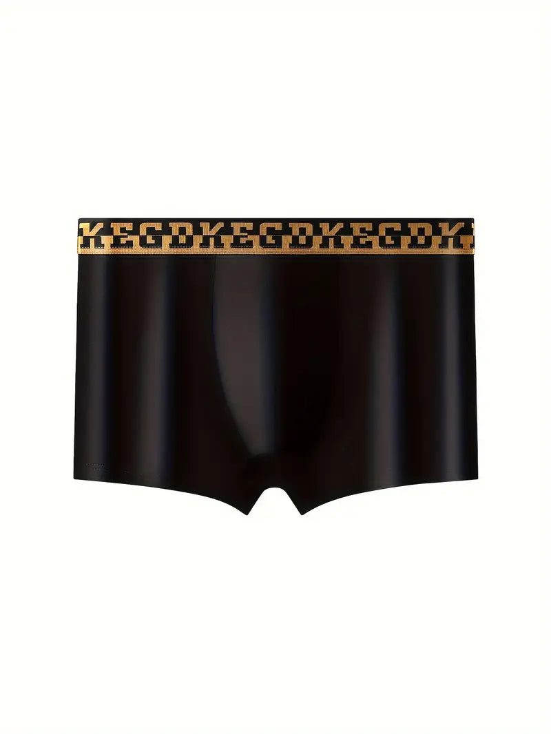 4 Pcs Men's Luxury Black Gold Belt Boxer Briefs