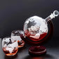 1 Set, Whiskey Decanter Globe Set, With 2 Whiskey Glasses, Globe Shape Wine Container