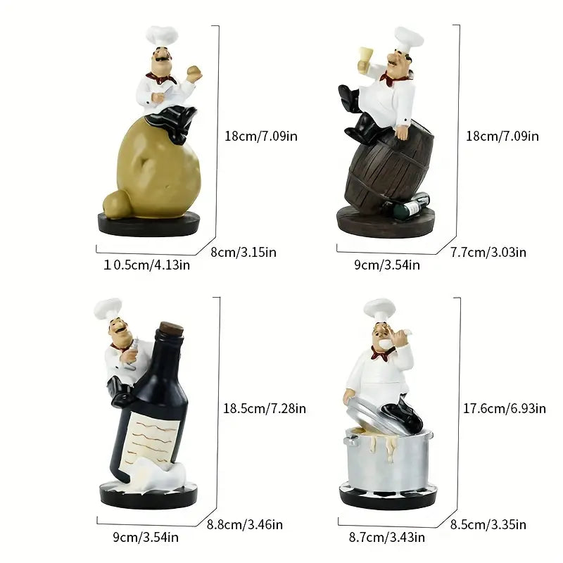 1pc Whimsical Chef Statue - Decorative Kitchen Ornaments