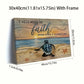 Wood With Frame Landscape Canvas Painting, Sea Turtle Painting, Sand Beach Poster, Gift For Christian, I Will Walk By Faith