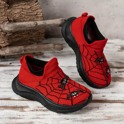 Boys' & Girls' Spider-Themed Slip-On Sneakers