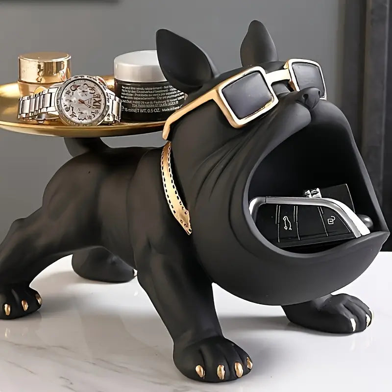 Black Bulldog Storage Decor Collectible Figurine