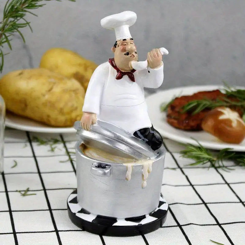 1pc Whimsical Chef Statue - Decorative Kitchen Ornaments