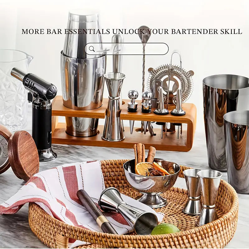 Cocktail Shaker Set Bartender Kit with Stand