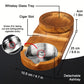 Vintage Wooden Cigar Ashtray with Whiskey Glass Tray - Detachable