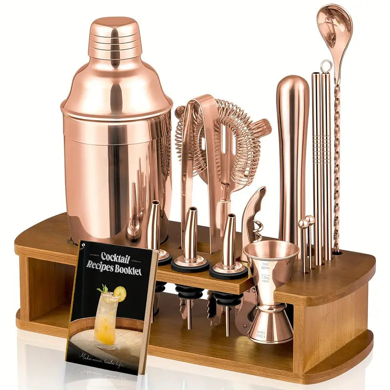 Cocktail Shaker Set Bartender Kit with Stand