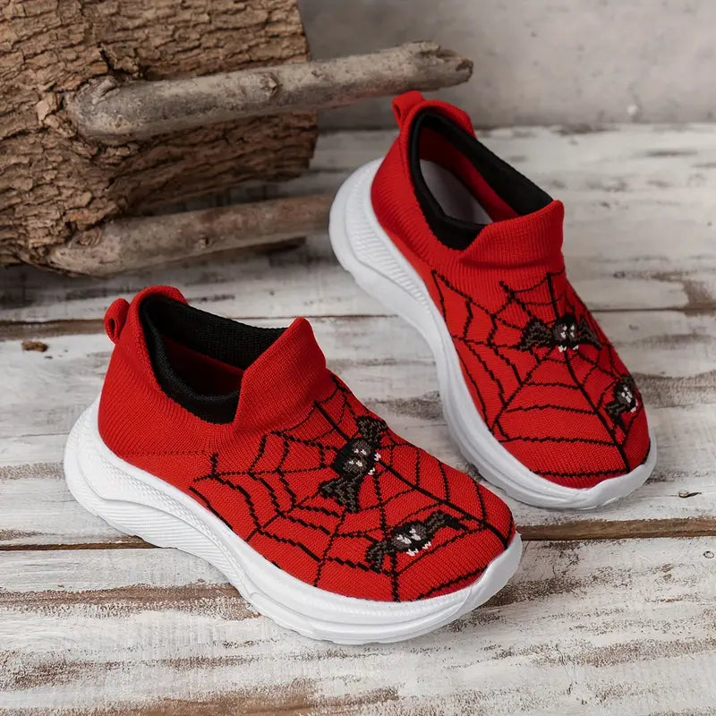 Boys' & Girls' Spider-Themed Slip-On Sneakers