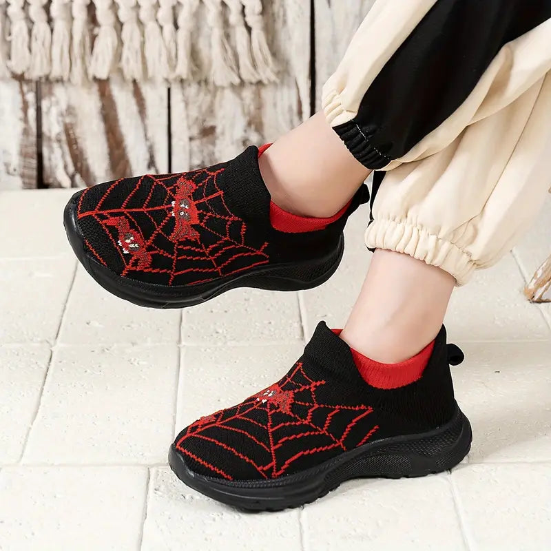 Boys' & Girls' Spider-Themed Slip-On Sneakers