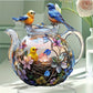 1pc Acrylic Bird and Teapot Tabletop Plaque Decor, Colorful Stained Glass Style