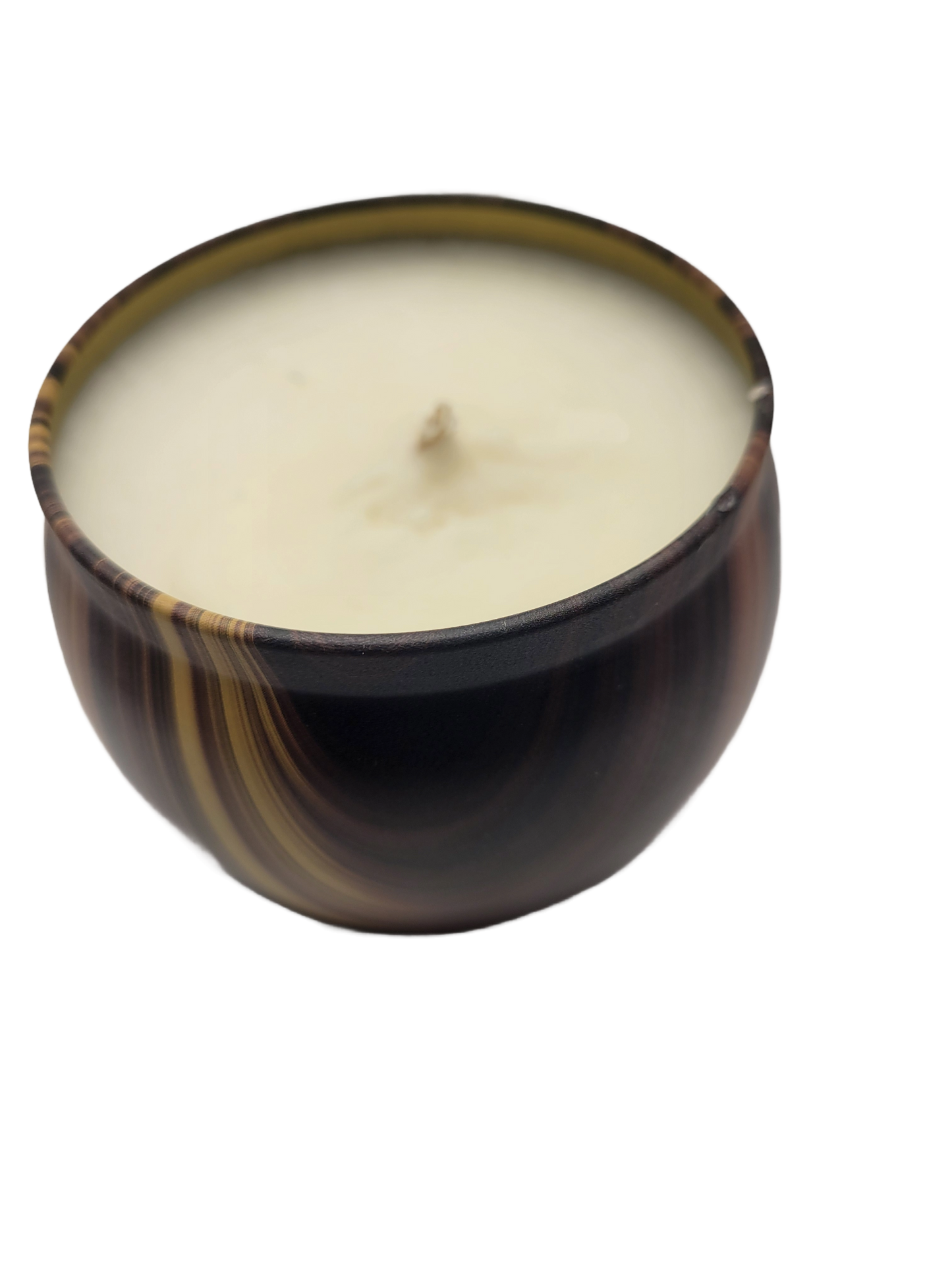 Brown/Gold Stripe Tin Candle