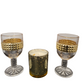 Golden Sparkle Candle with Gemstone  and Gold Trim Glassware