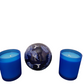 Blue Candles with Blue Globe Centerpiece