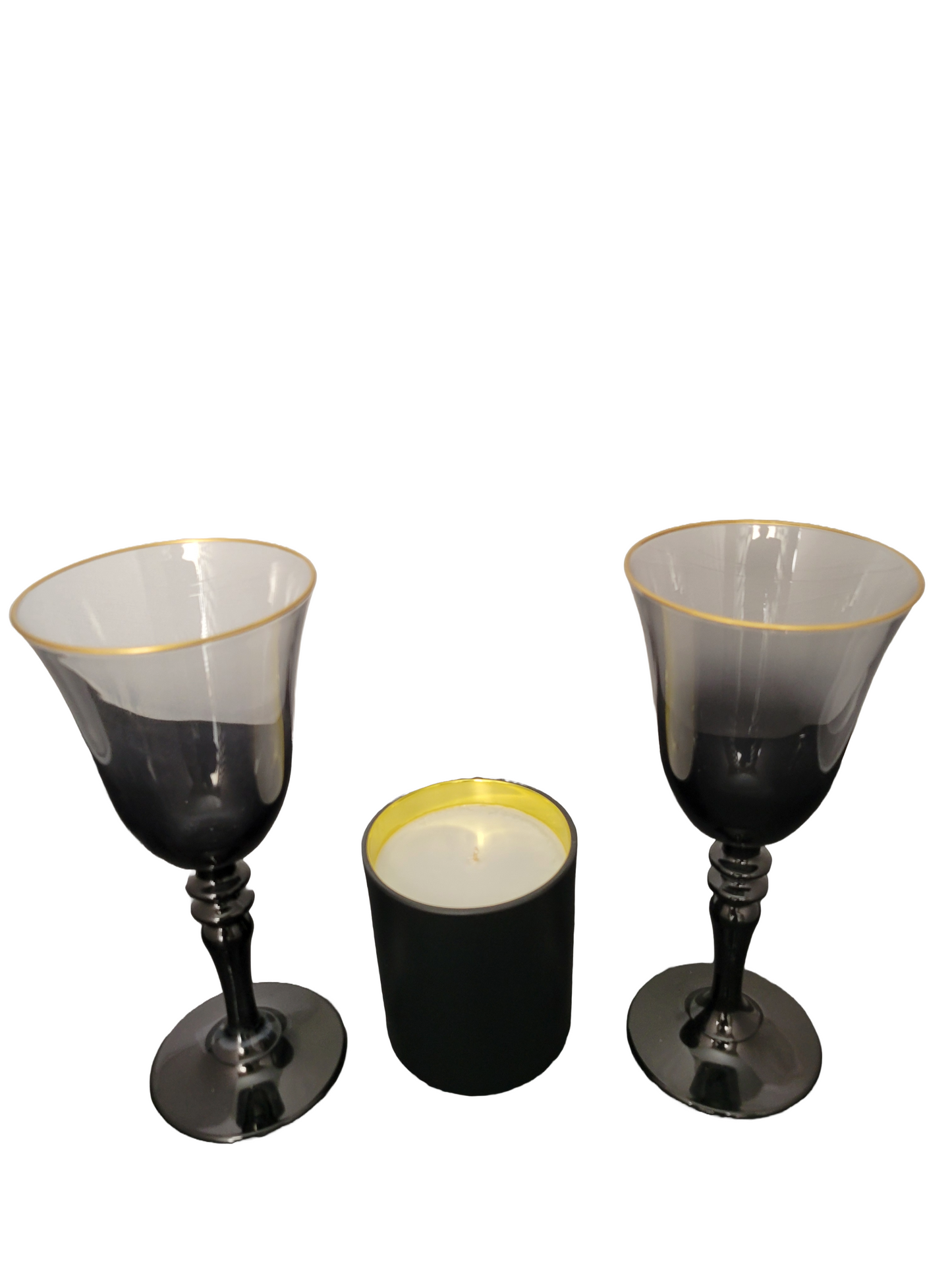 Black/Gold Luxury Candle with Black 24k Gold Trim Glassware