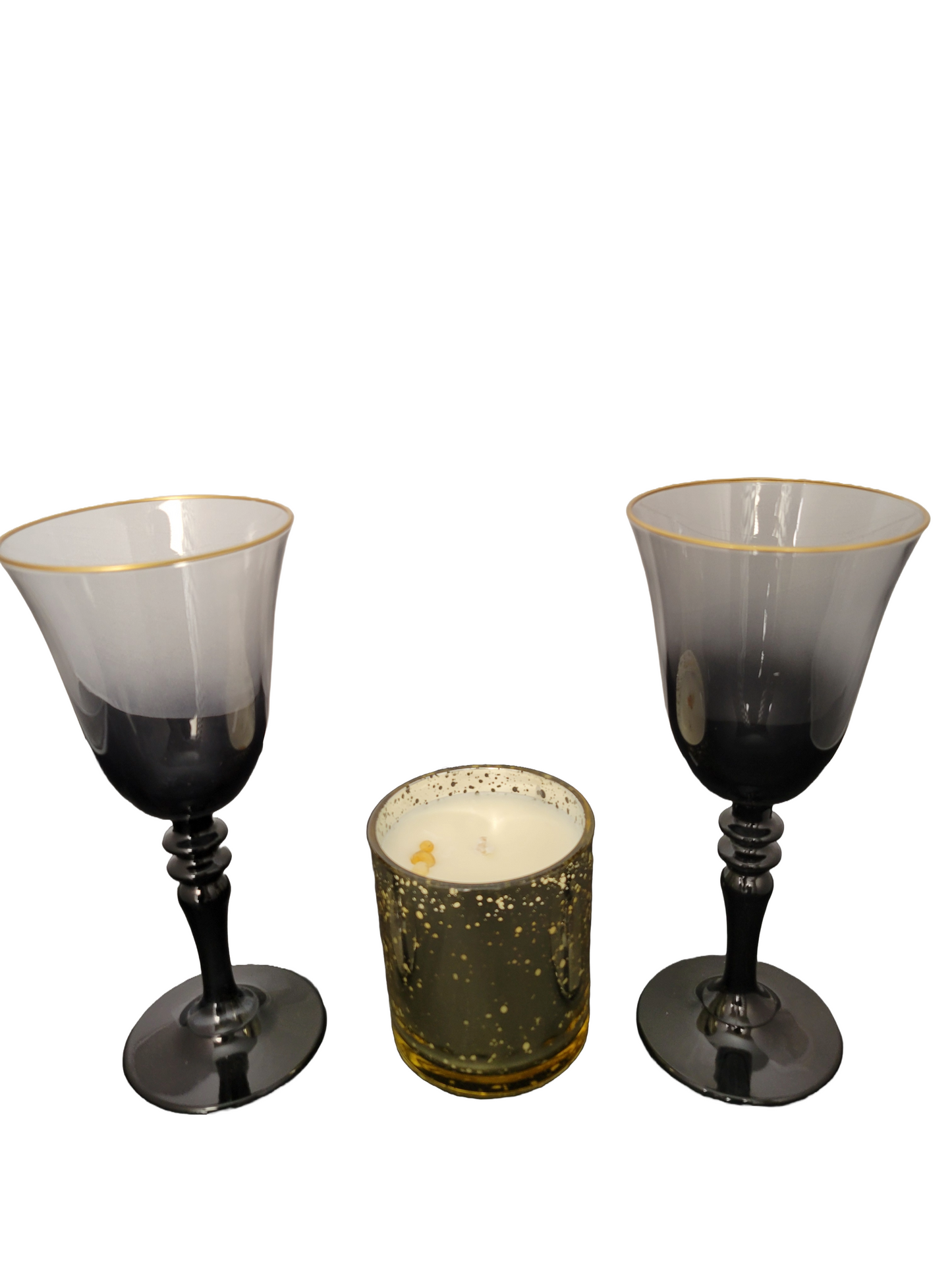 Black/Gold Luxury Candle with Black 24k Gold Trim Glassware