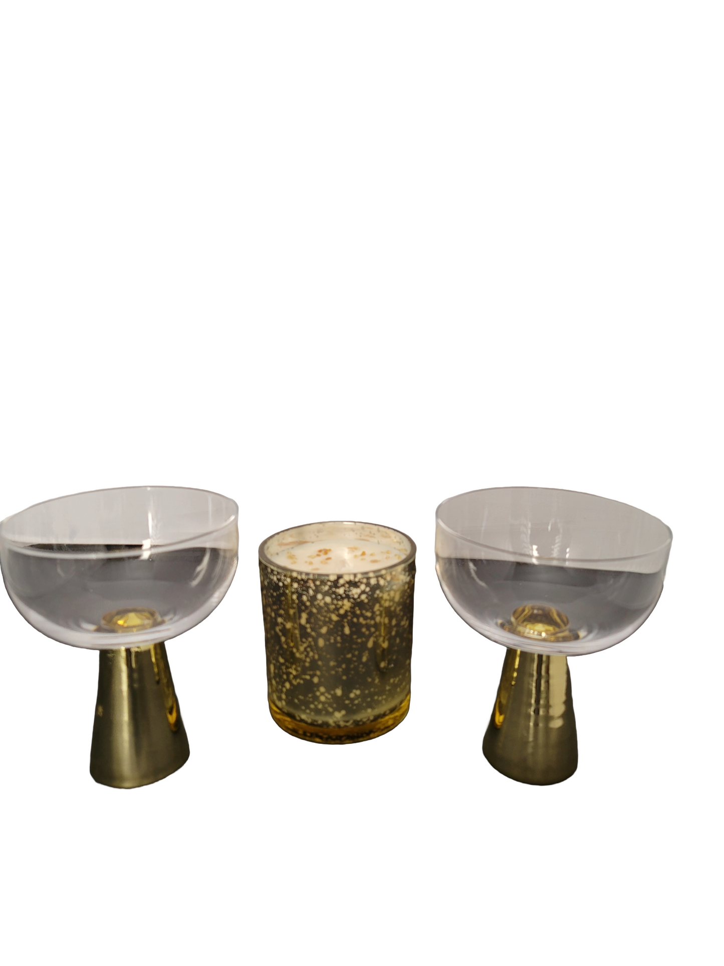 Golden Glassware Base with Gold Sparkle Candles