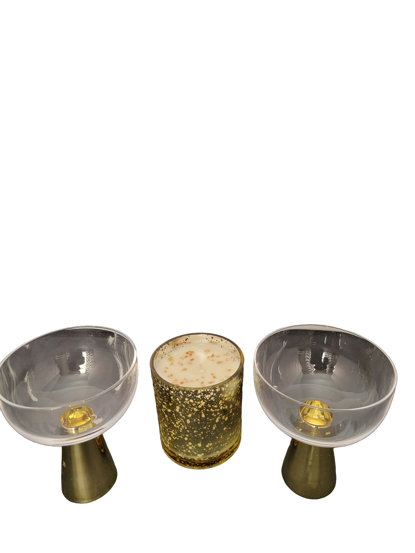 Golden Glassware Base with Gold Sparkle Candles