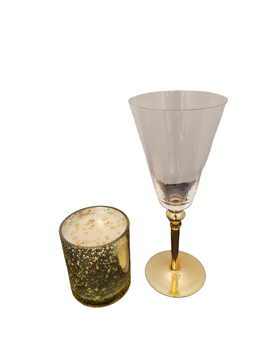 Sparkling Golden Candle with Gold 24kt Glassware