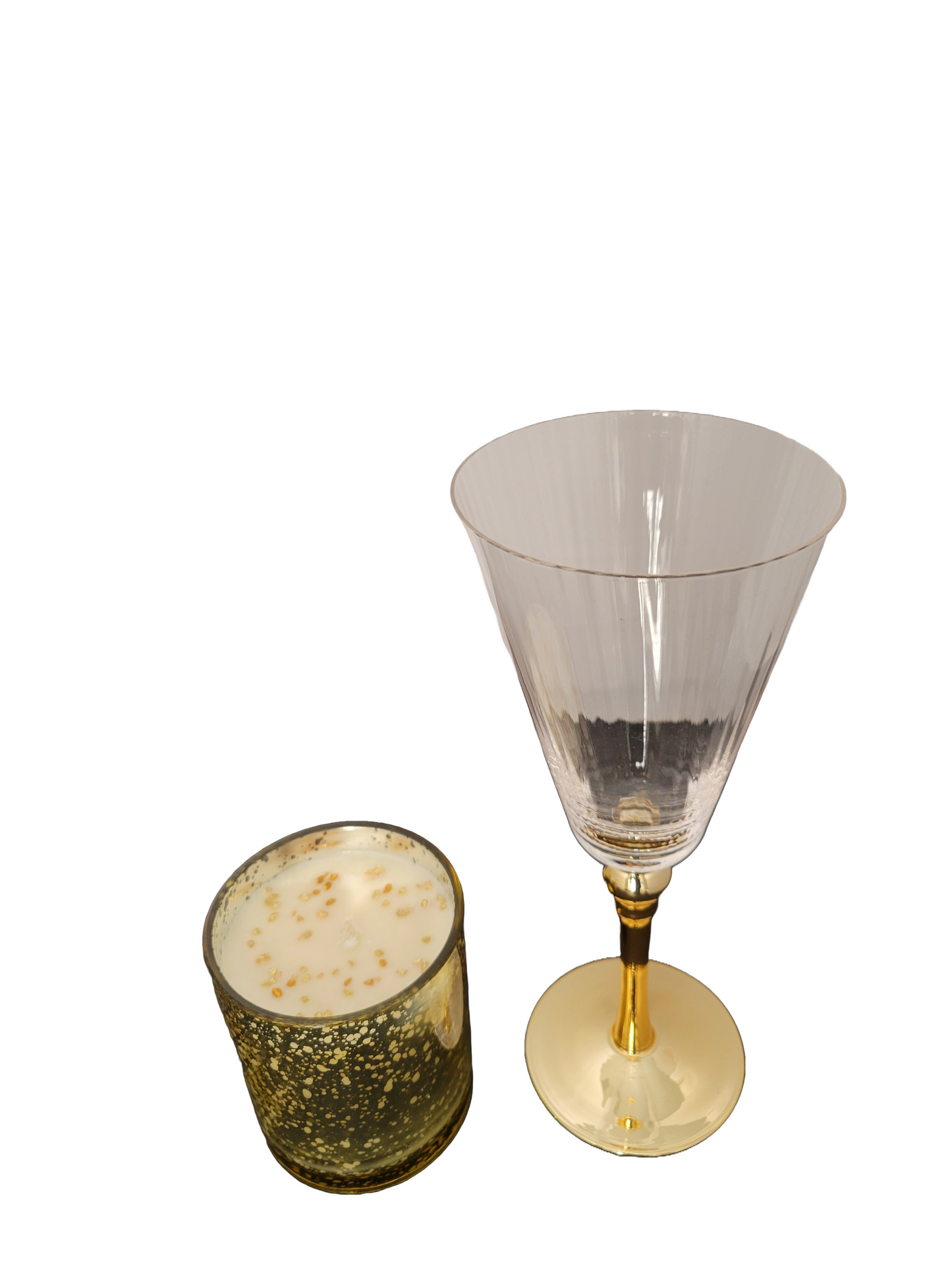 Sparkling Golden Candle with Gold 24kt Glassware