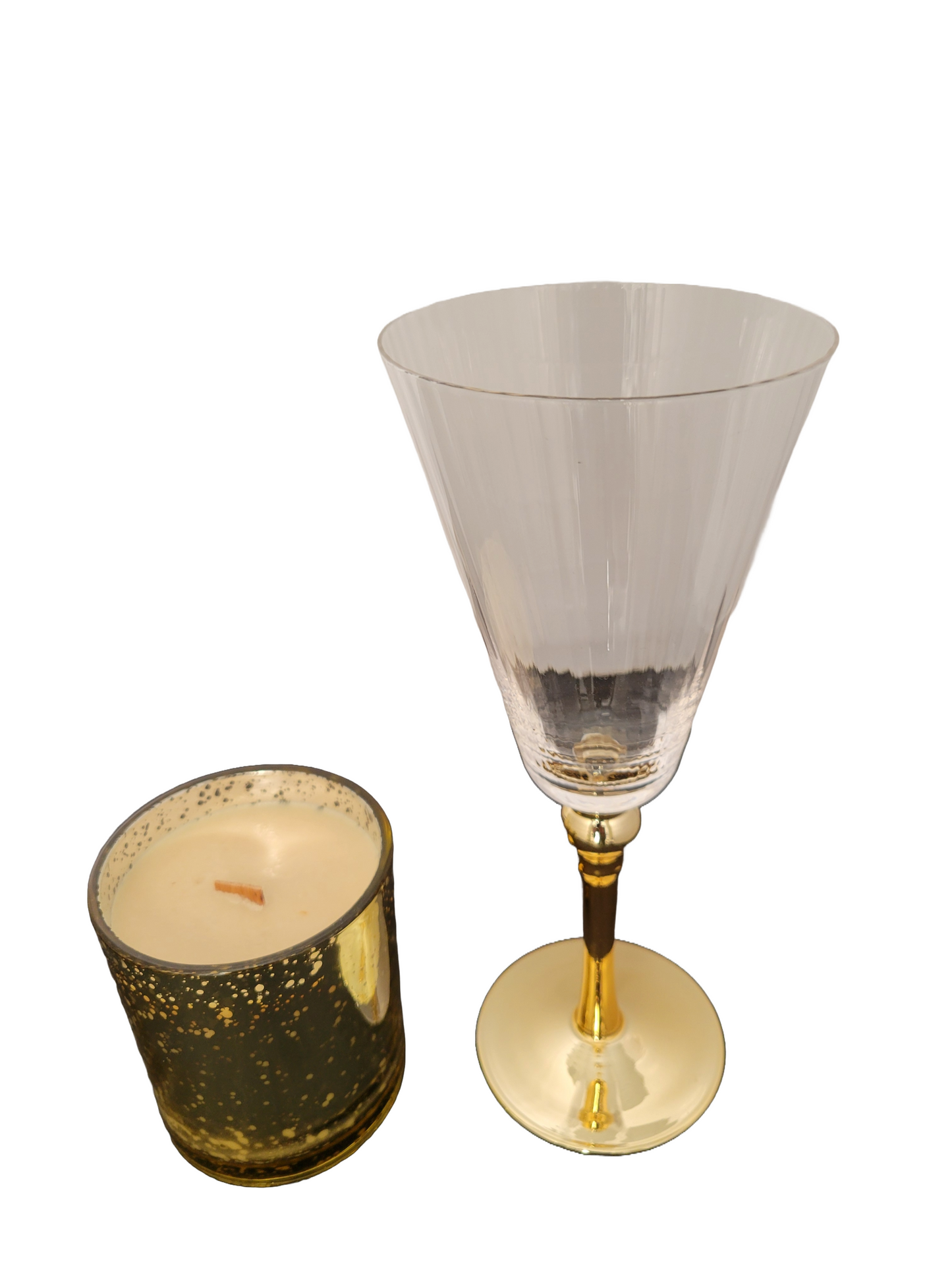 Sparkling Golden Candle with Gold 24kt Glassware