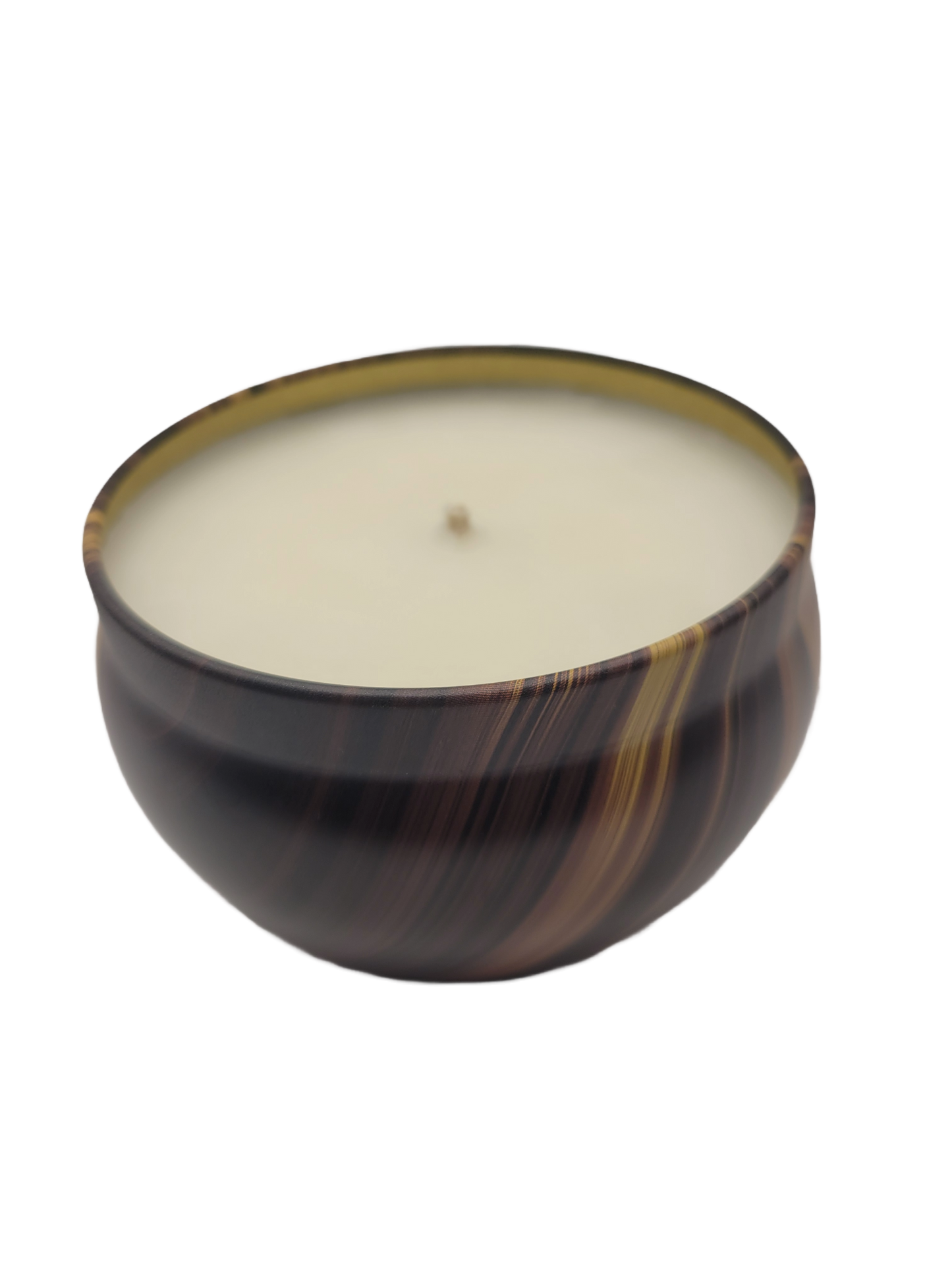 Brown/Gold Stripe Tin Candle