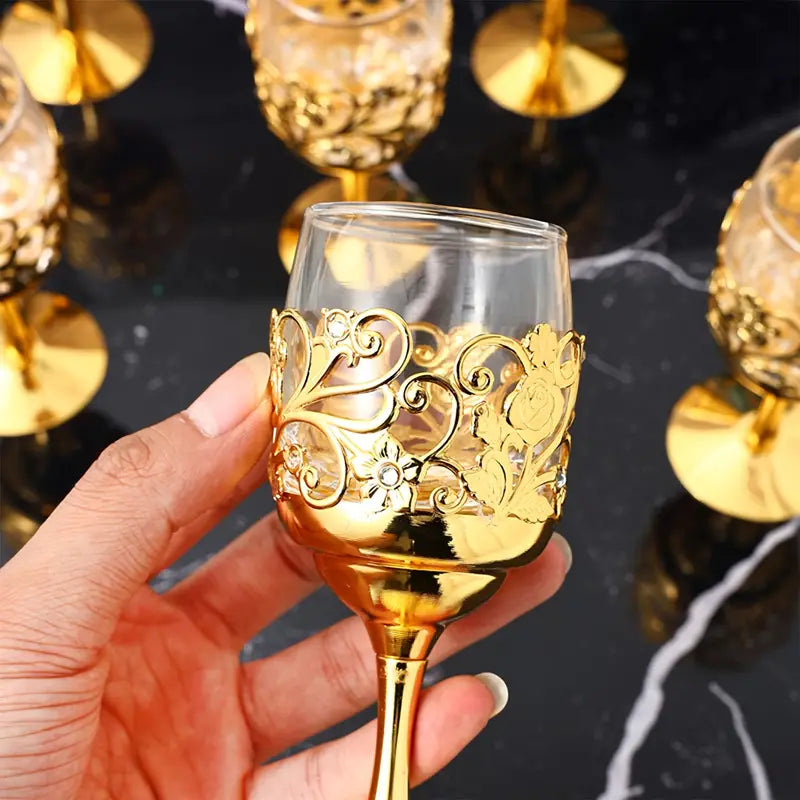 Elegant Golden Goblet Wine Glass - Vintage European Style