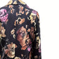 Elegant Floral Print Long Sleeve Blazer for Women - Black with Golden Accents