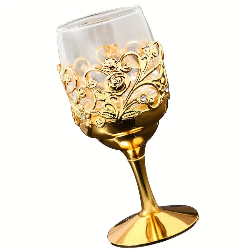 Elegant Golden Goblet Wine Glass - Vintage European Style