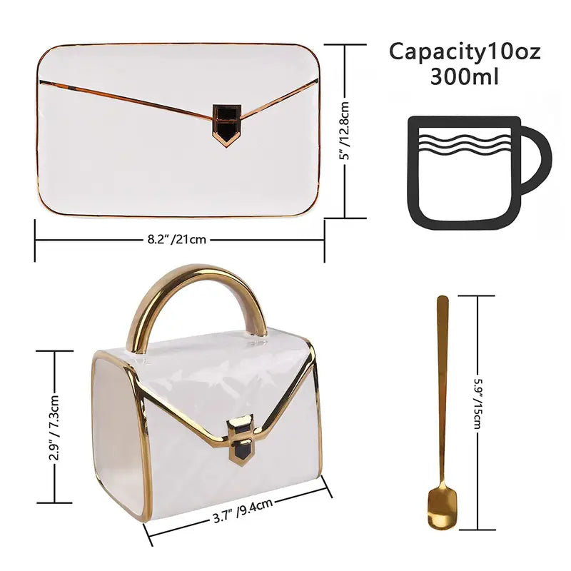 Ceramic gifts creative bag shape Mark Cup and plate