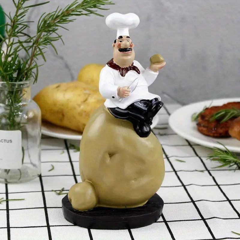 1pc Whimsical Chef Statue - Decorative Kitchen Ornaments