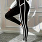 High-Waisted Women's Black & White Striped Athletic Leggings