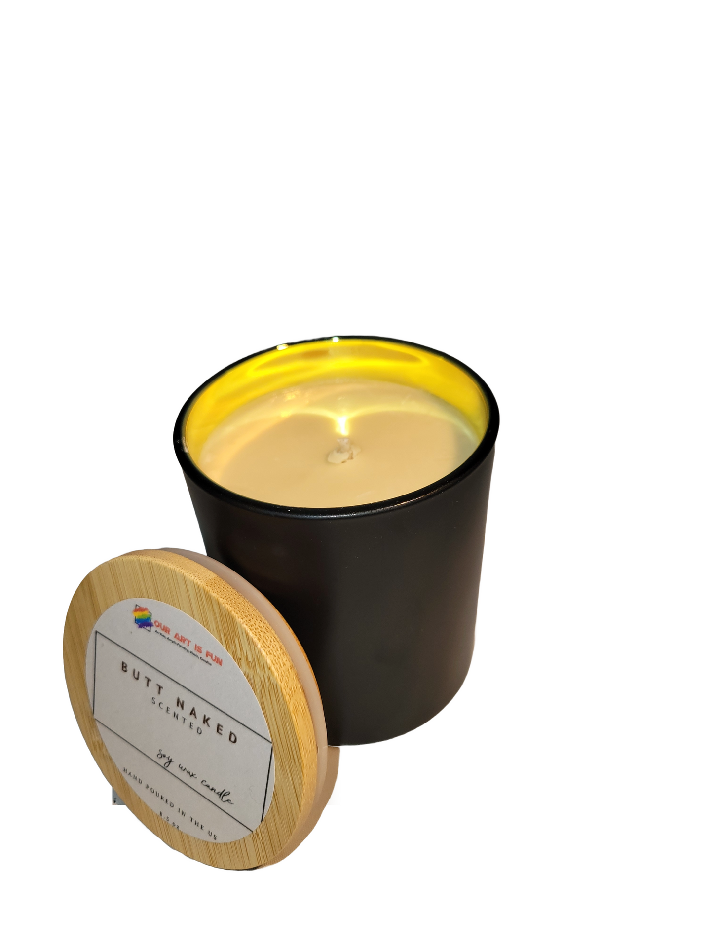 Elegant Black Candle with Gold Interior