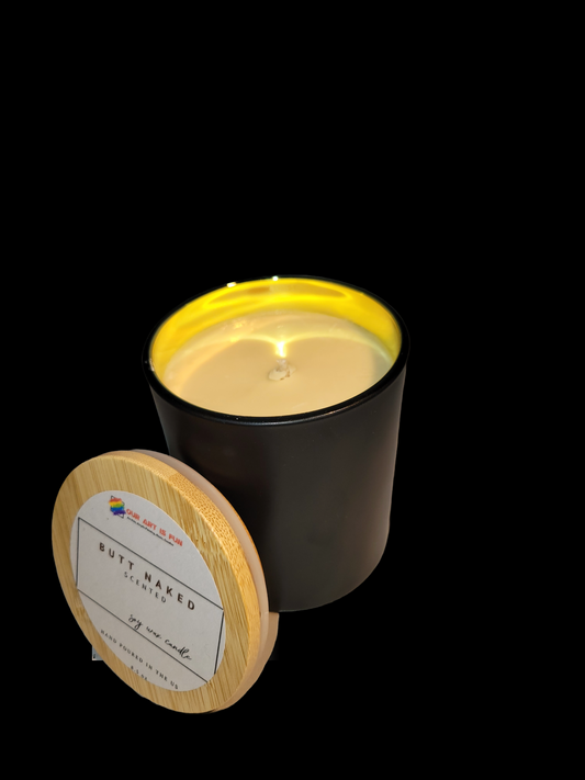 Elegant Black Candle with Gold Interior